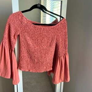 Express Off The Shoulder Bell Sleeve Top | Color: Pink | Size Small